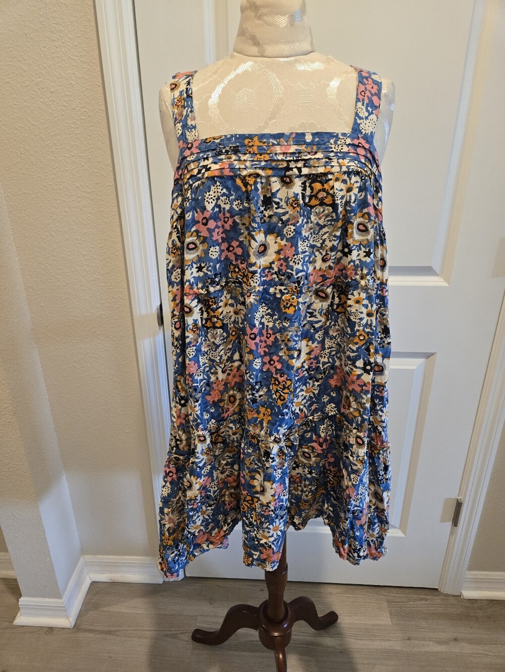 Natural Life Blue Floral Sundress with Yellow & Pink Accents, Size XL - Picture 2 of 9
